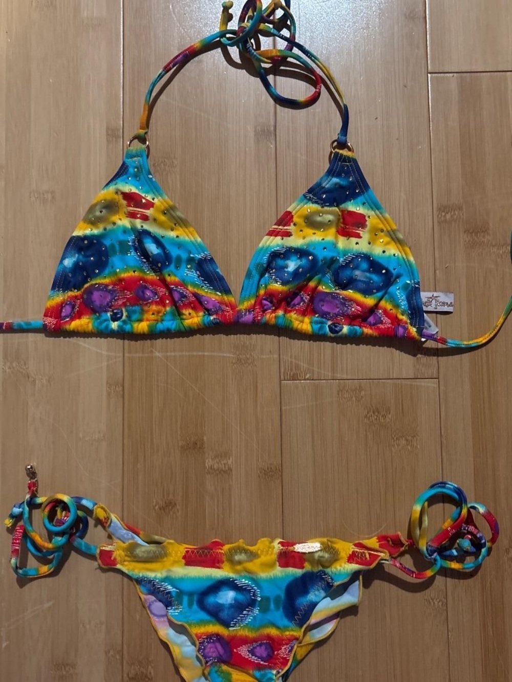 Luli Fama Multicolor Ocho Rios Rhinestone Bikini Set
